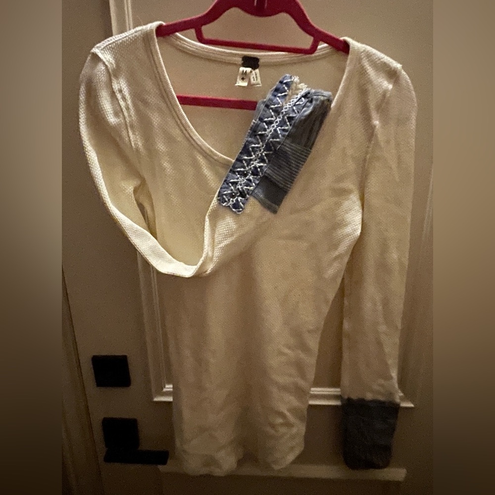 We the Free Thermal Shirt w/ denim sleeves